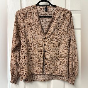 SHEIN Tan and Black Spotted Blouse